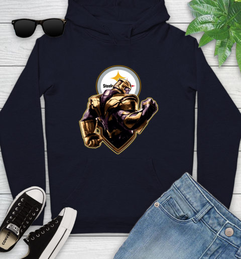 NFL Thanos Avengers Endgame Football Sports Pittsburgh Steelers Youth Hoodie 4