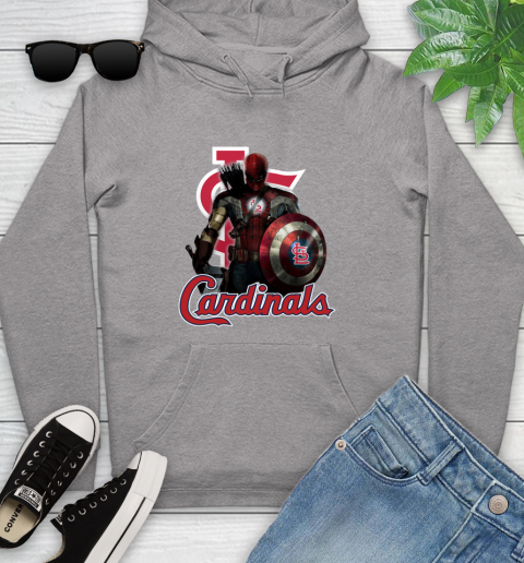 MLB Captain America Thor Spider Man Hawkeye Avengers Endgame Baseball St.Louis Cardinals Youth Hoodie 6