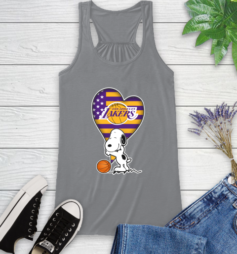 Los Angeles Lakers NBA Basketball The Peanuts Movie Adorable Snoopy Racerback Tank 5