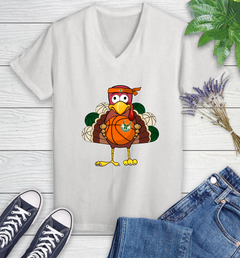 Milwaukee Bucks Turkey thanksgiving day Women's V-Neck T-Shirt
