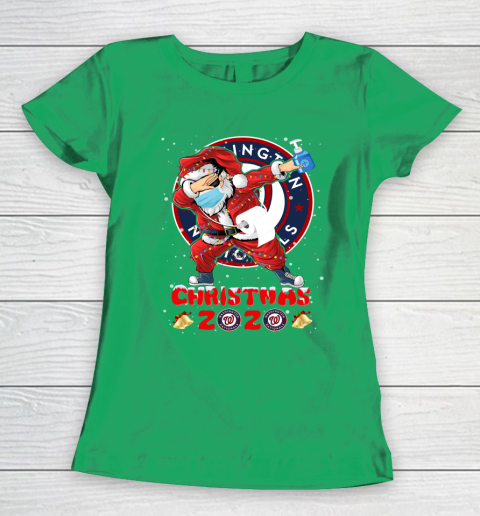 Washington Nationals Funny Santa Claus Dabbing Christmas 2020 MLB Women's T-Shirt 5