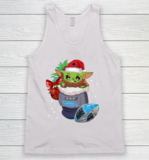 Carolina Panthers Christmas Baby Yoda Star Wars Funny Happy NFL Tank Top 2
