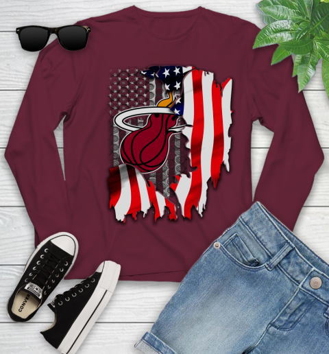Miami Heat NBA Basketball American Flag Youth Long Sleeve 6