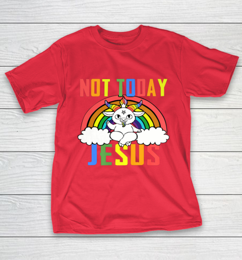 Unicorn Rainbow Not Today Jesus Premium T-Shirt 10