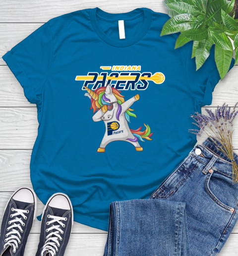 Indiana Pacers NBA Basketball Funny Unicorn Dabbing Sports Women's T-Shirt 7