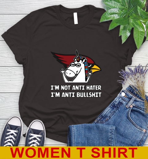 Arizona Cardinals NFL Football Unicorn I'm Not Anti Hater I'm Anti Bullshit Women's T-Shirt 8