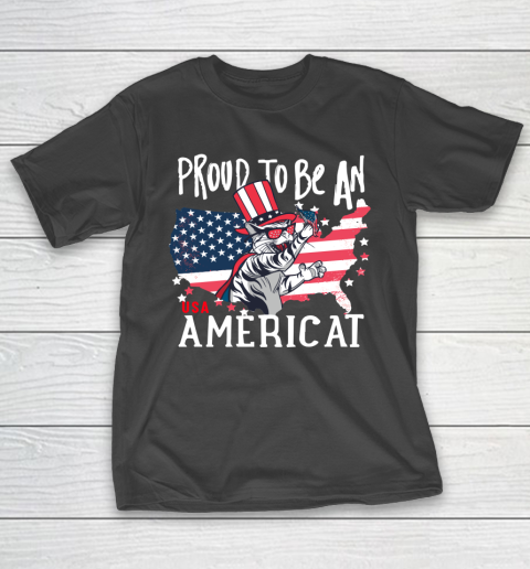 Independence Day 4th Of July USA  American Flag Day Cat T-Shirt