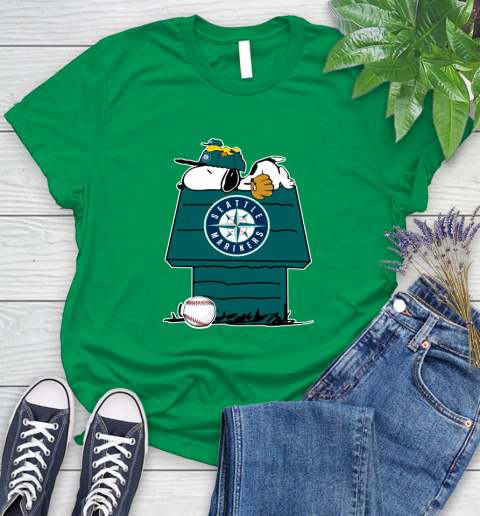 MLB Seattle Mariners Snoopy Woodstock The Peanuts Movie Baseball T Shirt Women's T-Shirt 6