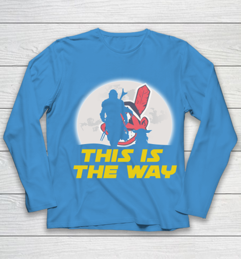 Cleveland Indians MLB Baseball Star Wars Yoda And Mandalorian This Is The Way Youth Long Sleeve 5