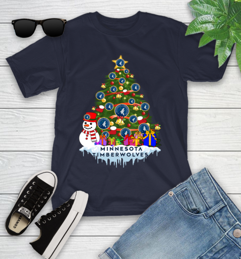 Minnesota Timberwolves Merry Christmas NBA Basketball Sports Youth T-Shirt 3