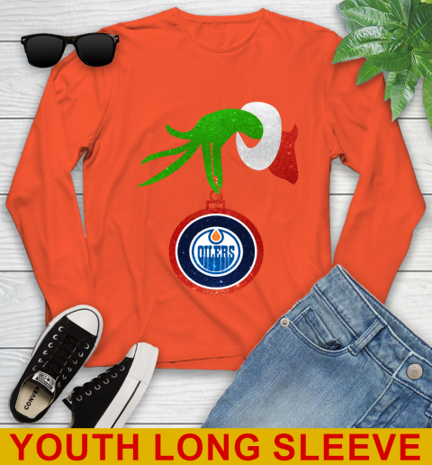 Edmonton Oilers Grinch Merry Christmas NHL Hockey Youth Long Sleeve 4