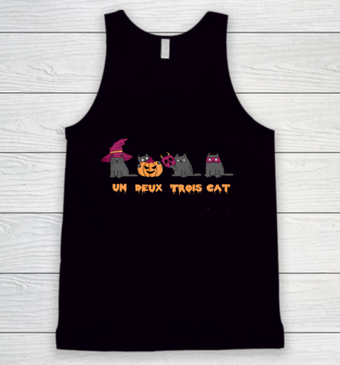 Un Deux Trois Cat Funny Halloween Cat Mom Dad Grandma Tank Top