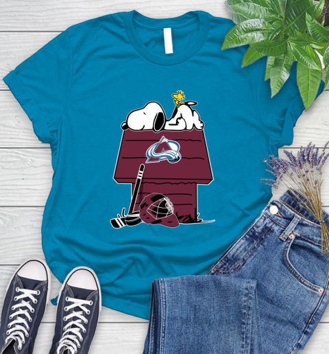 Colorado Avalanche NHL Hockey Snoopy Woodstock The Peanuts Movie Women's T-Shirt 7