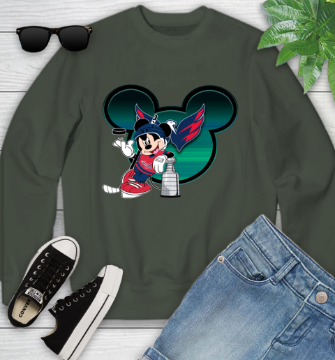 NHL Washington Capitals Stanley Cup Mickey Mouse Disney Hockey T Shirt Youth Sweatshirt 10