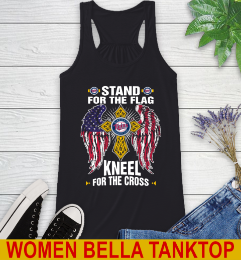 MLB Baseball Minnesota Twins Stand For Flag Kneel For The Cross Shirt Racerback Tank