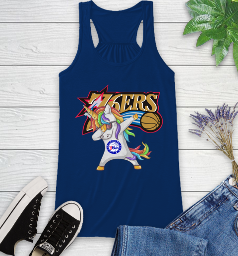 Philadelphia 76ers NBA Basketball Funny Unicorn Dabbing Sports Racerback Tank 10 Philadelphia 76ers NBA Basketball Funny Unicorn Dabbing Sports Racerback Tank - Image 10