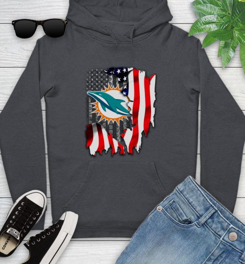 Miami Dolphins NFL Football American Flag Youth Hoodie - Image 11