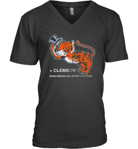 Tigertown Graphics Clemson Man Fleece V-Neck T-Shirt