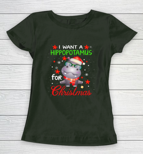 I Want A Hippopotamus For Christmas Funny Hippo Gifts Women's T-Shirt 4