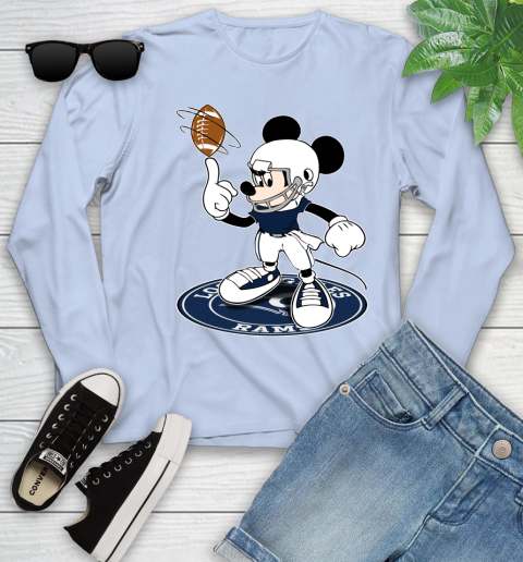 NFL Football Los Angeles Rams Cheerful Mickey Disney Shirt Youth Long Sleeve 9