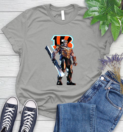 NFL Thanos Gauntlet Avengers Endgame Football Cincinnati Bengals Women's T-Shirt 10