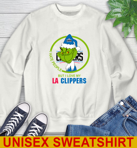 LA Clippers NBA Christmas Grinch I Hate People But I Love My Favorite Basketball Team Sweatshirt