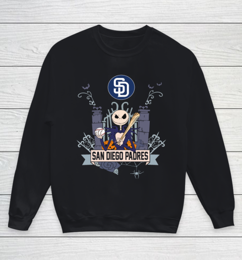 MLB San Diego Padres Baseball Jack Skellington Halloween Youth Sweatshirt