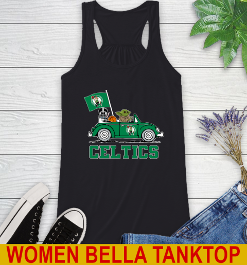 NBA Basketball Boston Celtics Darth Vader Baby Yoda Driving Star Wars Shirt Racerback Tank 2