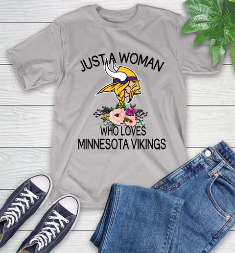 NFL Just A Woman Who Loves Minnesota Vikings Football Sports T-Shirt 12