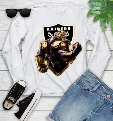 NFL Thanos Avengers Endgame Football Sports Oakland Raiders Youth Long Sleeve