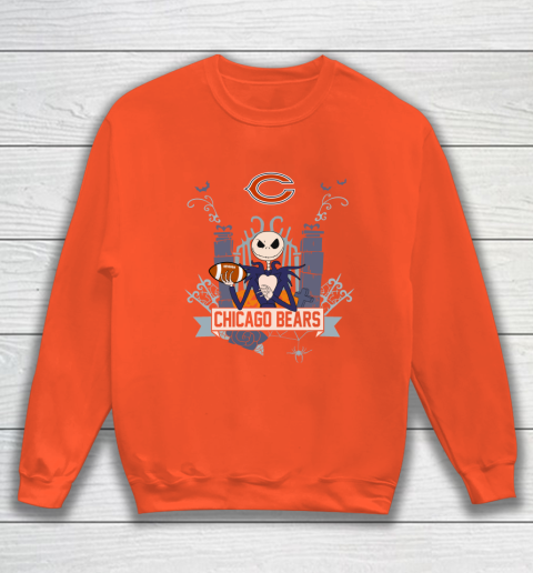 NFL Chicago Bears Football Jack Skellington Halloween Sweatshirt 3
