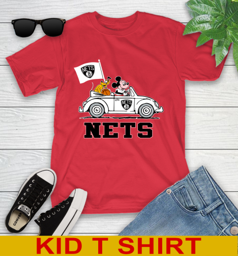 NBA Basketball Brooklyn Nets Pluto Mickey Driving Disney Shirt Youth T-Shirt 10