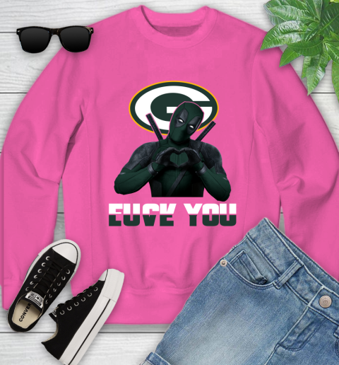 NHL Green Bay Packers Deadpool Love You Fuck You Football Sports Youth Sweatshirt 6