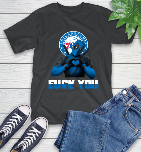 NBA Philadelphia 76ers Deadpool Love You Fuck You Basketball Sports T-Shirt