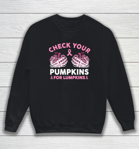 Check Your Pumpkins Breast Cancer Awareness Halloween Sweatshirt 2
