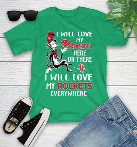 NBA Basketball Houston Rockets I Will Love My Rockets Everywhere Dr Seuss Shirt Youth T-Shirt 7