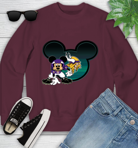 NFL Minnesota Vikings Mickey Mouse Disney Football T Shirt Youth Sweatshirt 5