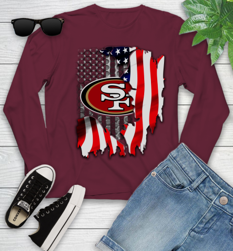 San Francisco 49ers NFL Football American Flag Youth Long Sleeve 6
