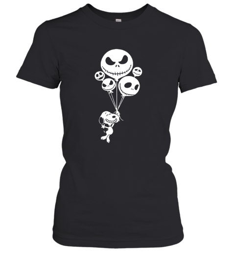 Snoopy Flying Up With Jack Skellington Balloons Women's T-Shirt