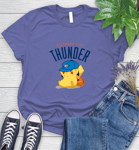 NBA Pikachu Basketball Sports Oklahoma City Thunder Women's T-Shirt 11