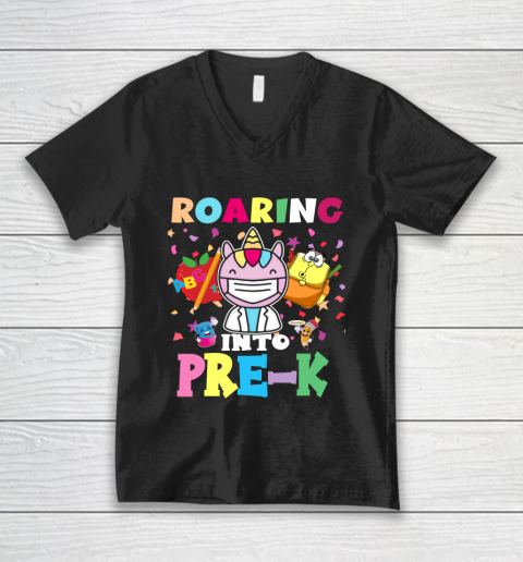 Back to school shirt Roaring into Pre K V-Neck T-Shirt