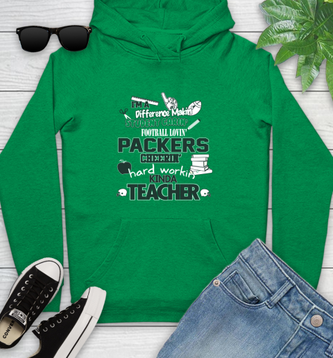 Green Bay Packers NFL I'm A Difference Making Student Caring Football Loving Kinda Teacher Youth Hoodie 9