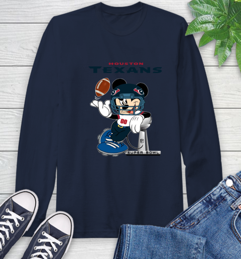 NFL Houston Texans Mickey Mouse Disney Super Bowl Football T Shirt Long Sleeve T-Shirt 16