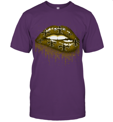 Biting Glossy Lips Sexy New Orleans Saints NFL Football Unisex Jersey Tee