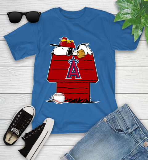 MLB Los Angeles Angels Snoopy Woodstock The Peanuts Movie Baseball T Shirt Youth T-Shirt 9