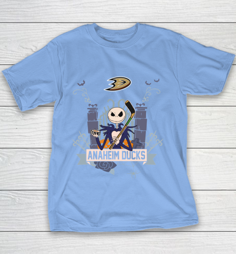 NHL Anaheim Ducks Hockey Jack Skellington Halloween Youth T-Shirt 8