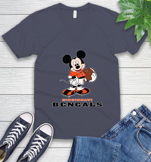 NFL Football Cincinnati Bengals Cheerful Mickey Mouse Shirt V-Neck T-Shirt - Image 9