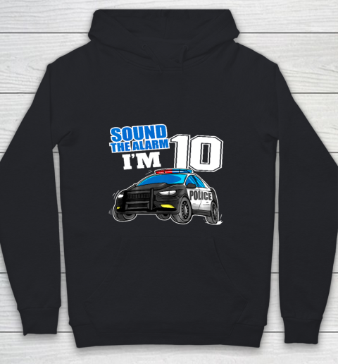 Kids Police Car 10th Birthday Shirt Boy 10 Cop Policeman Officer 10 Year Old Youth Hoodie