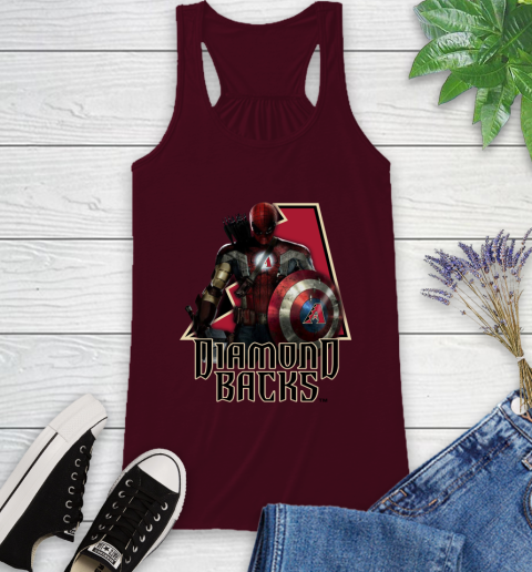 MLB Captain America Thor Spider Man Hawkeye Avengers Endgame Baseball Arizona Diamondbacks Racerback Tank 3