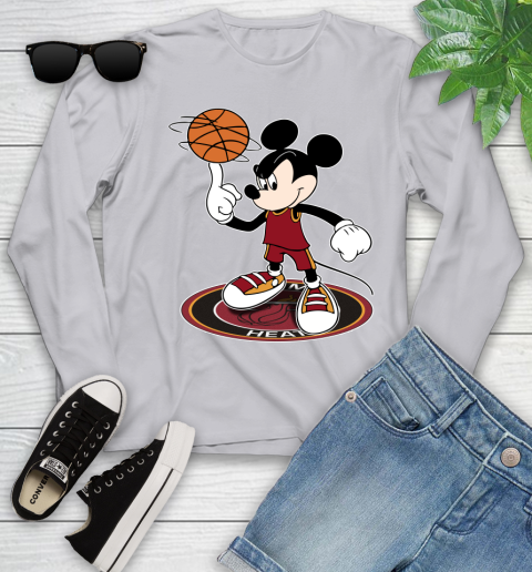 NBA Basketball Miami Heat Cheerful Mickey Disney Shirt Youth Long Sleeve 5